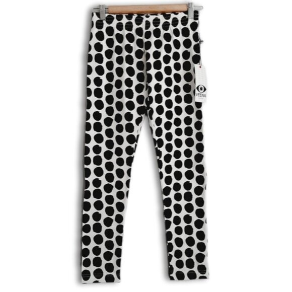 NEW - VEENA Organic Cotton Blend Polka Dot Leggings Tights B&W Kids Girls Sz 14 - Picture 12 of 12
